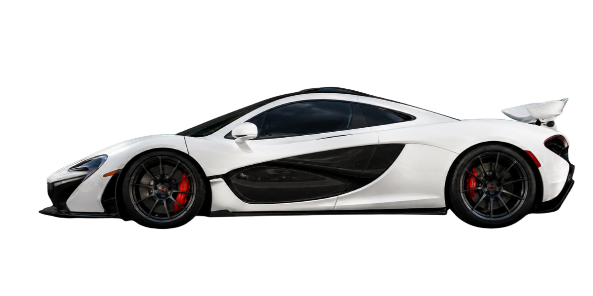 Stock white McLaren P1 before a color change vinyl wrap at CustomsByAli in Elyria, OH