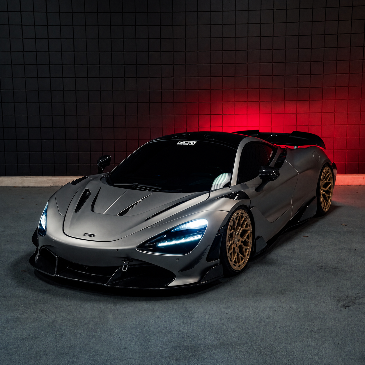 Satin grey widebody McLaren 720S wrapped by CustomsByAli