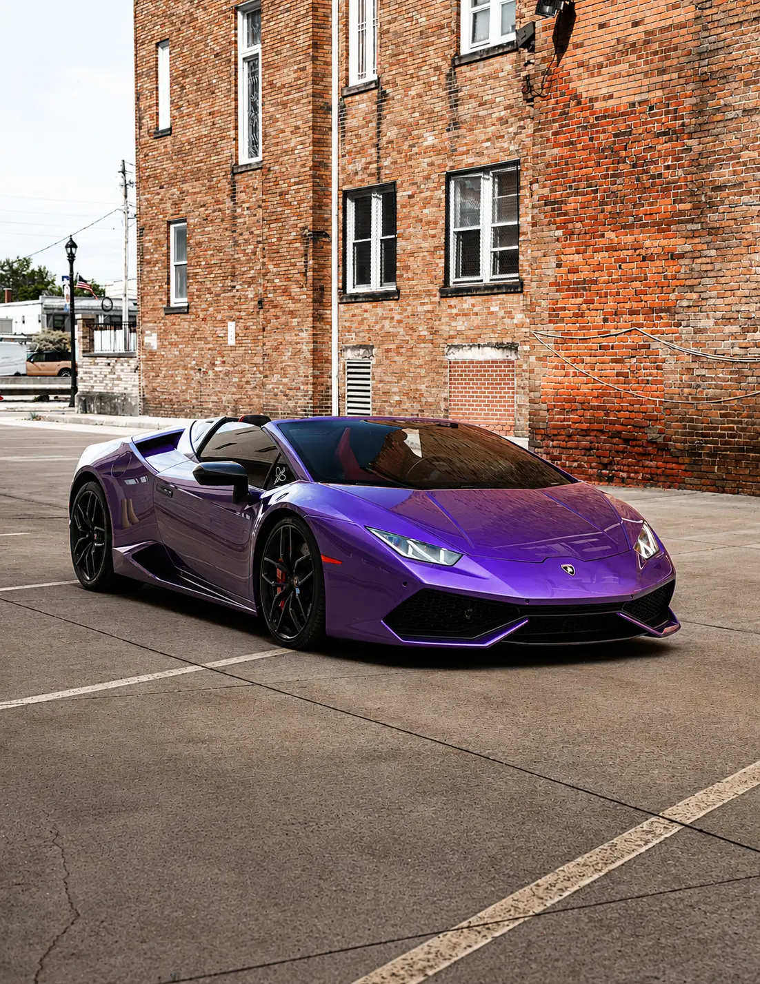 Purple Lamborghini Huracan with a color change vinyl wrap in Elyria, OH